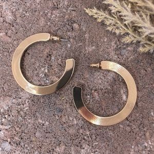 Polished Wide Flat Gold Hoop Earrings